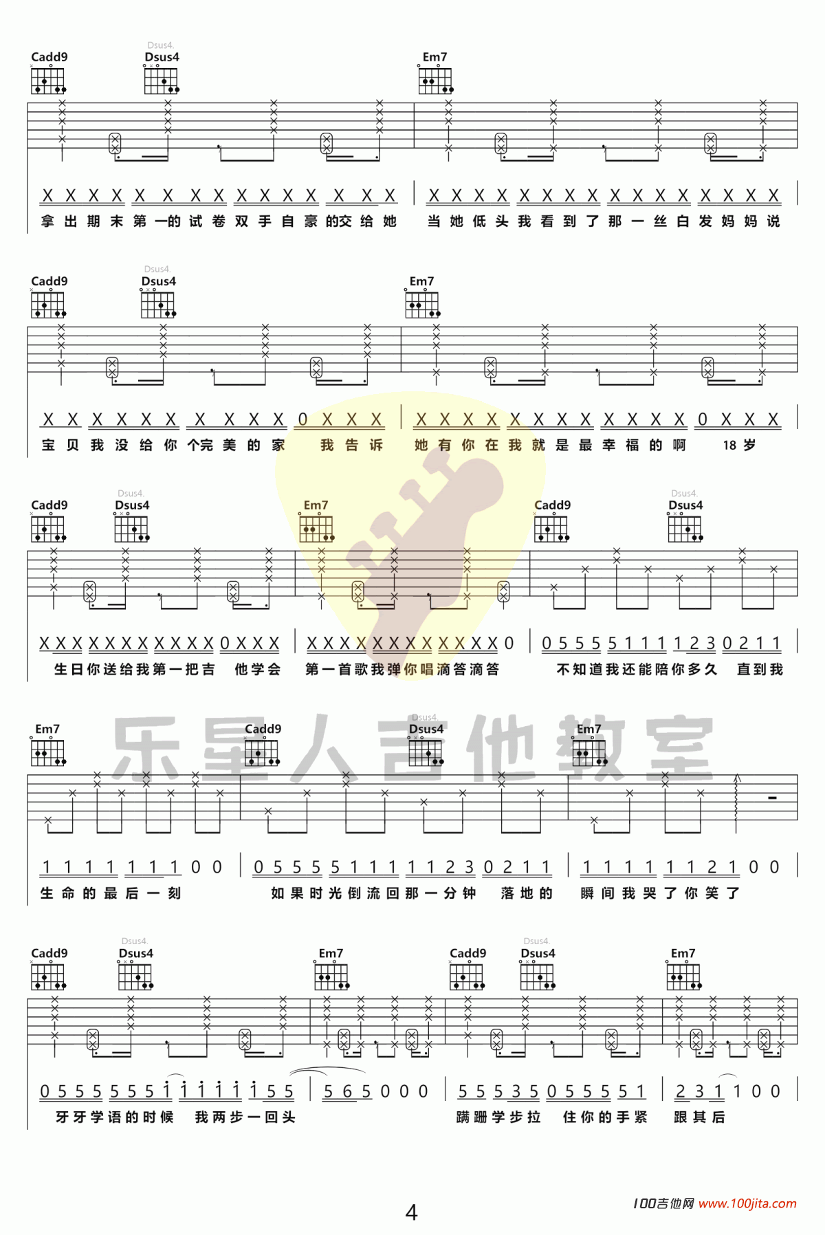 MOM吉他谱_蜡笔小心（曹可心）_C调吉他弹唱谱六线谱