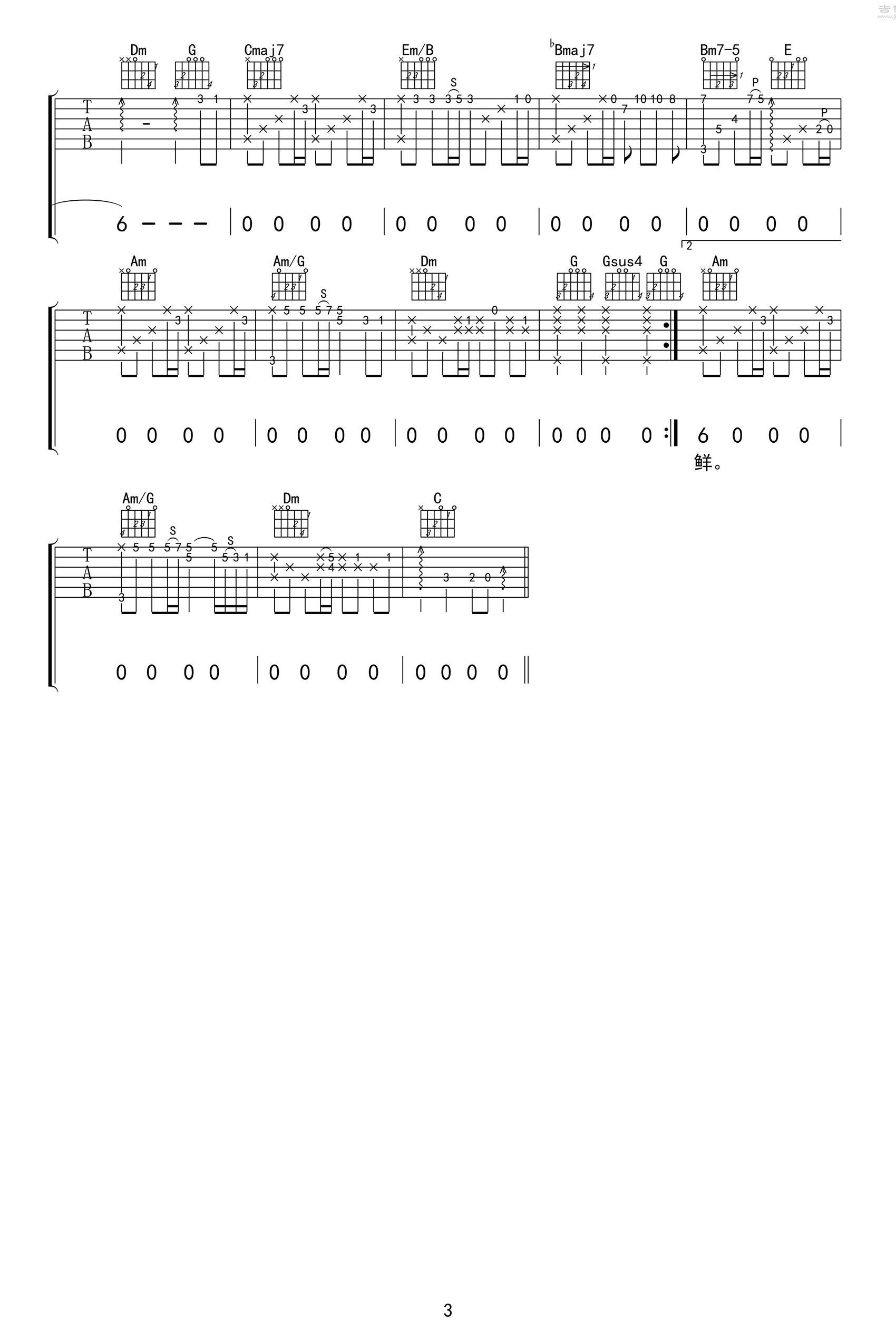 _当年情_吉他谱_张国荣_C调原版弹唱六线谱_高清图片谱