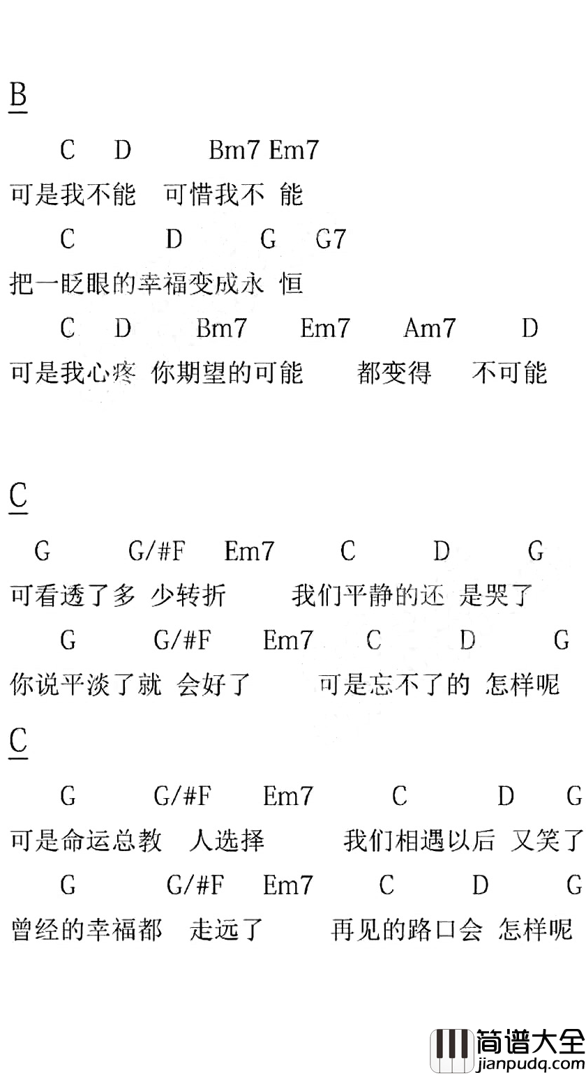 那又怎样吉他谱_那英_简易版