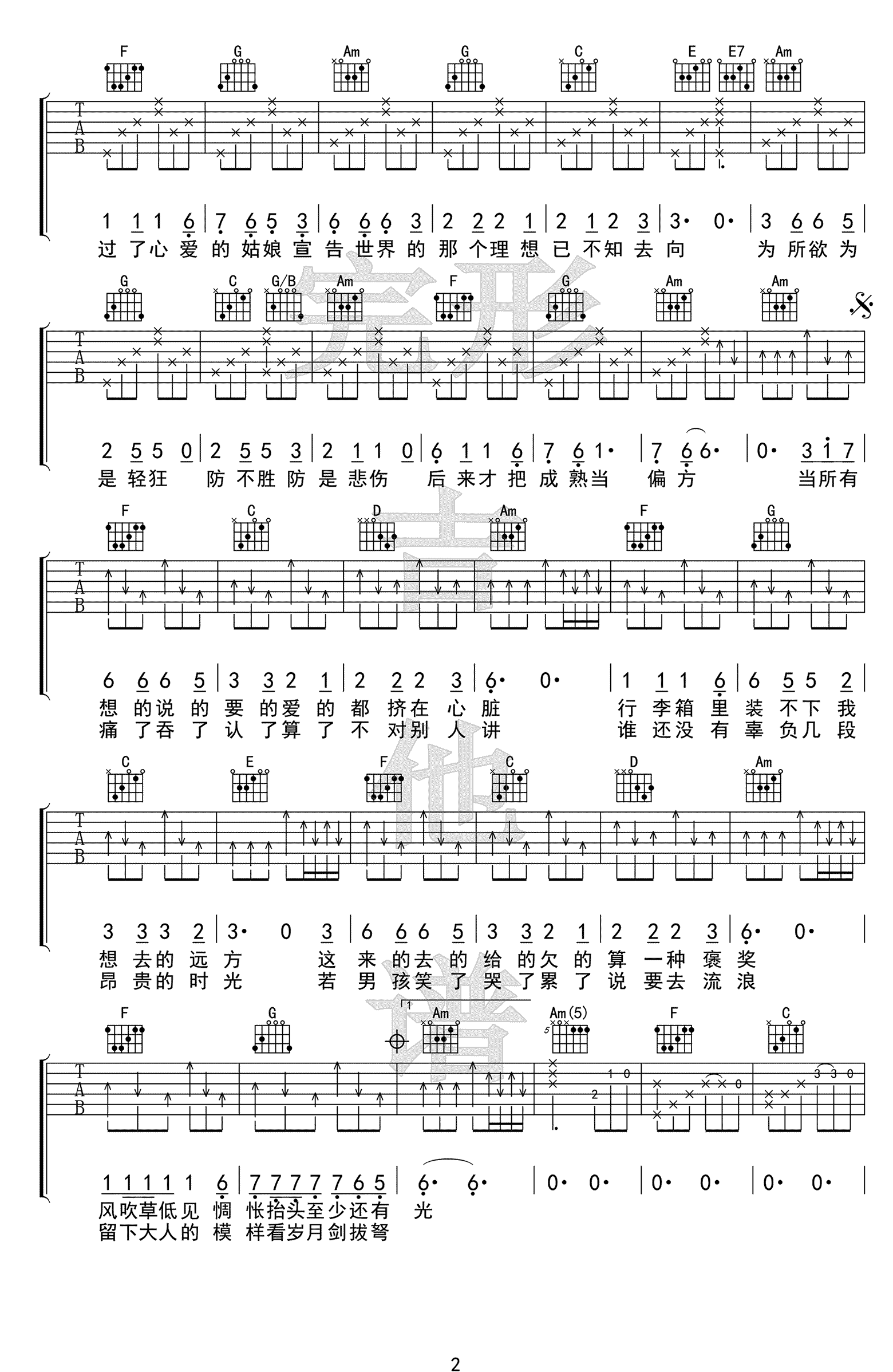 牧马城市吉他谱_毛不易_老男孩_主题曲_吉他弹唱视频