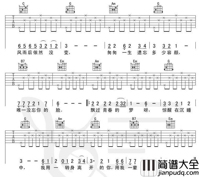 用我一辈子去忘记_吉他谱_郑智化