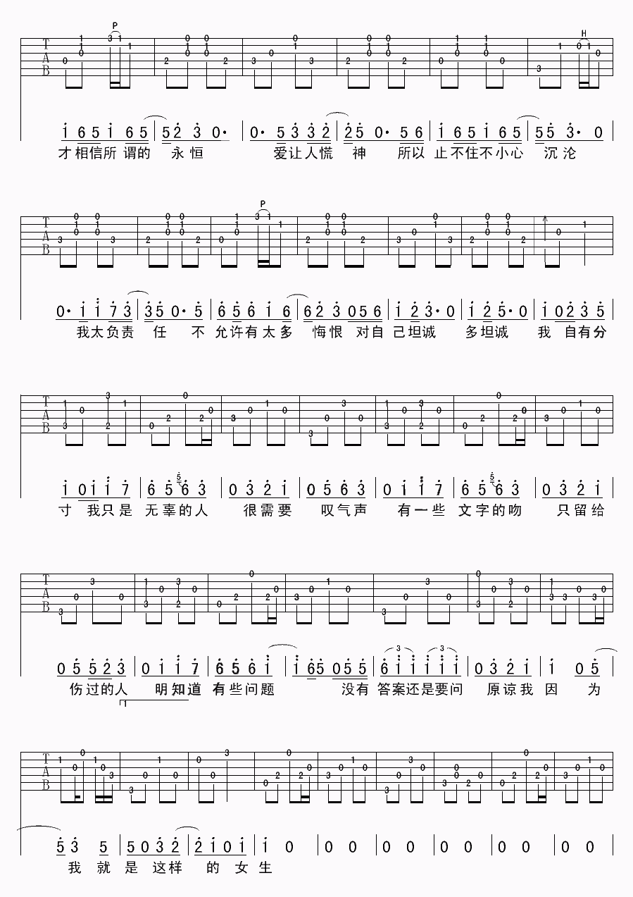 戴佩妮_原谅我就是这样的女生吉他谱