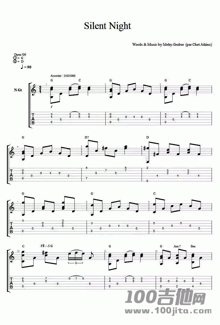 Silent_Night吉他谱__平安夜_独奏谱指弹谱