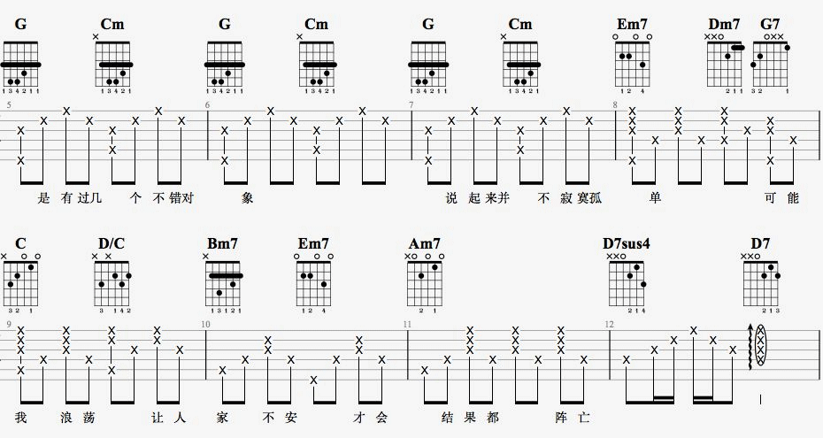 说谎吉他谱_林宥嘉_G调弹唱谱_吉他教学视频演示