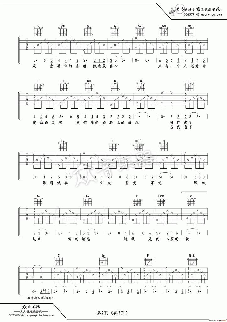 赵照_当你老了_吉他谱