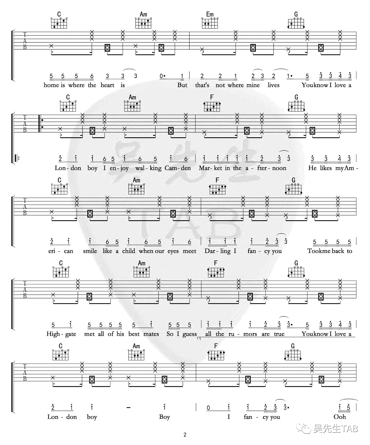 London_Boy吉他谱_F调六线谱_Taylor_Swift
