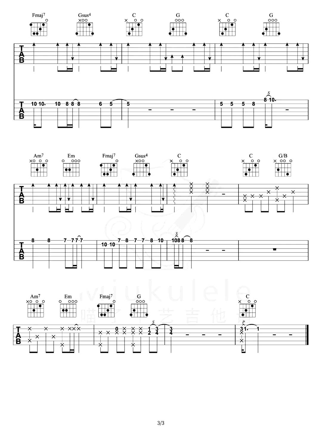 你不要担心指弹谱_请回答1988_吉他指弹演示视频