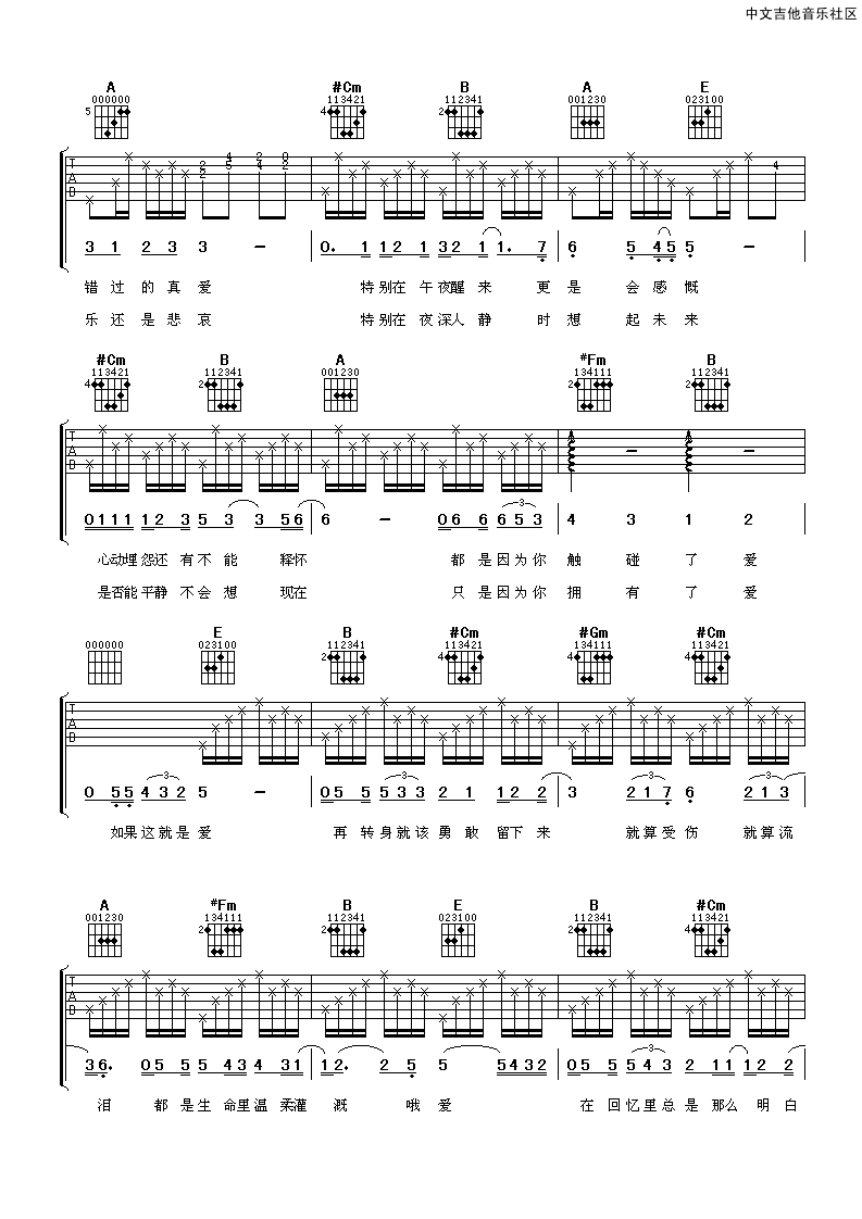 _如果爱_吉他谱张学友六线谱