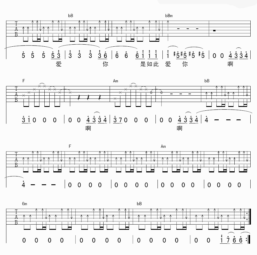 如果冬天吉他谱_F调六线谱_扫弦版_王凡瑞