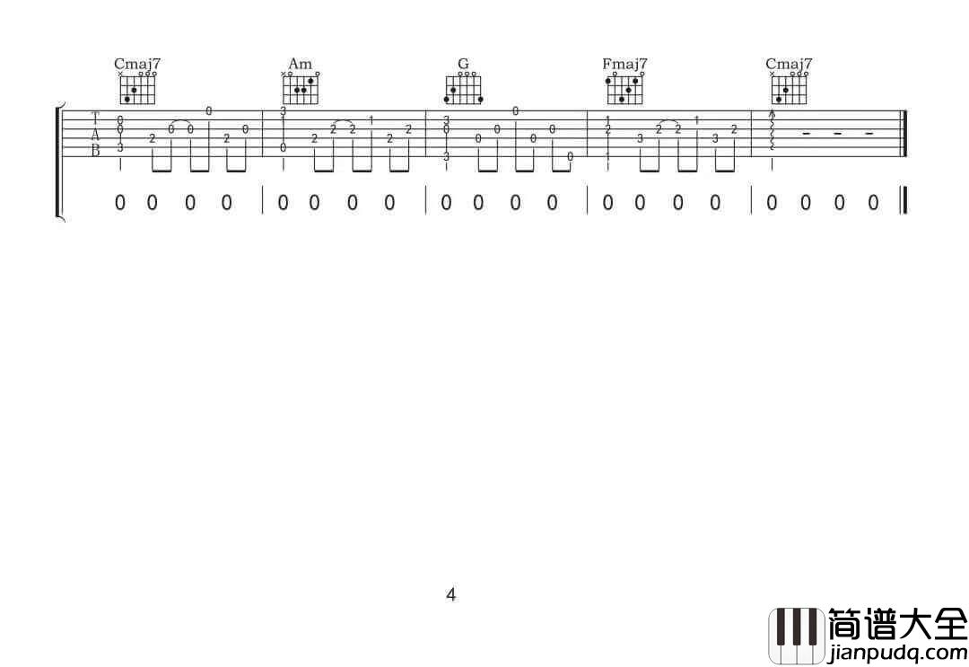 _不合群_吉他谱_枯木逢春_C调原版弹唱六线谱_高清图片谱