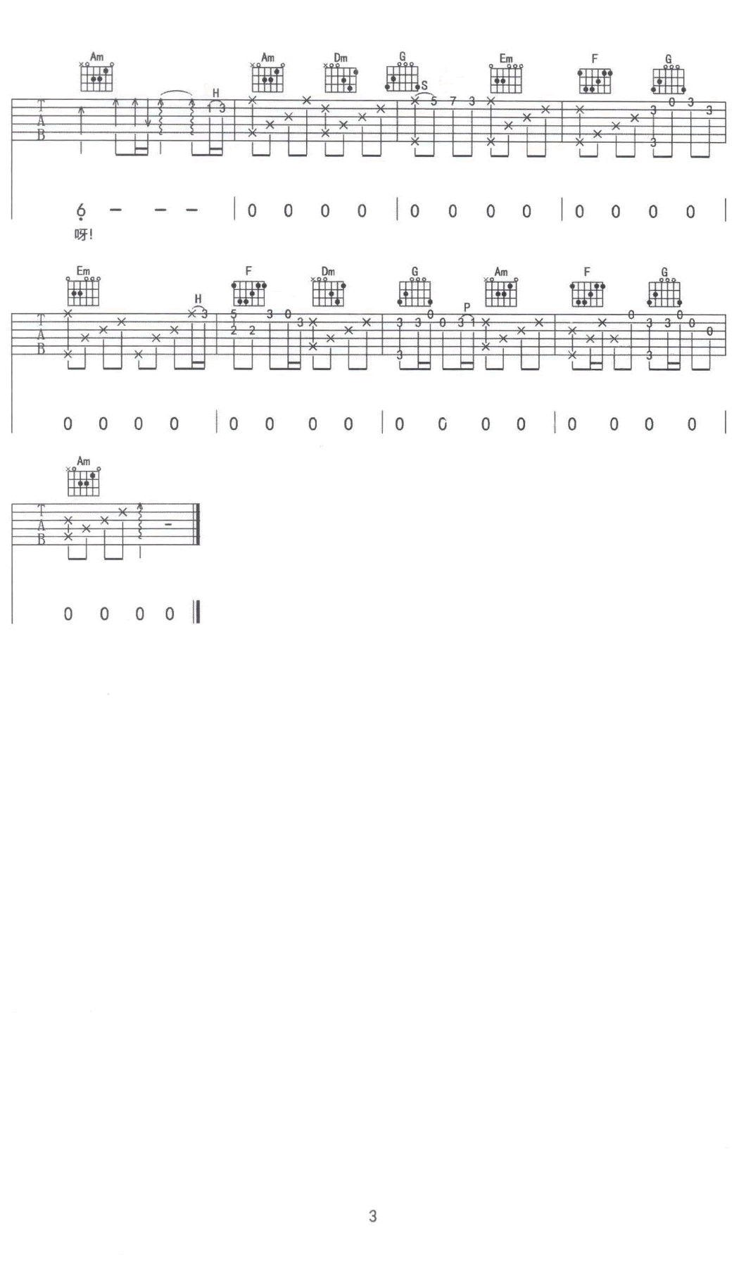 嘴巴嘟嘟吉他谱_刘子璇_抖音歌曲_吉他弹唱谱