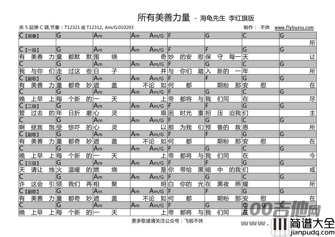 所有美善力量吉他谱_海龟先生