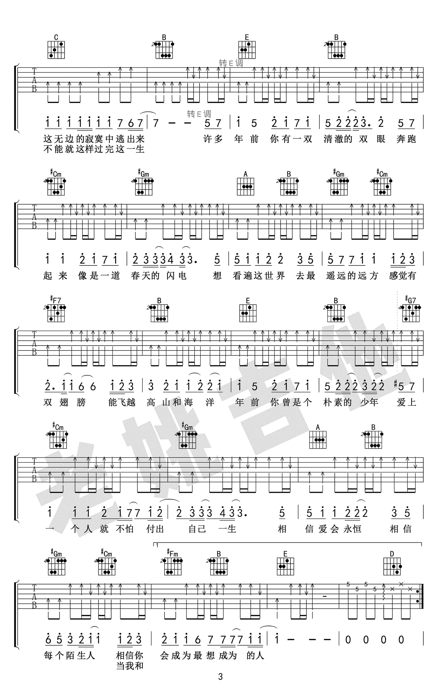 你曾是少年吉他谱_SHE_少年班_主题曲_吉他教学视频