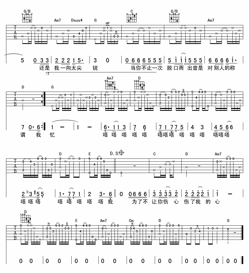 表面的和平吉他谱_F调精选版_延麟编配_陈绮贞