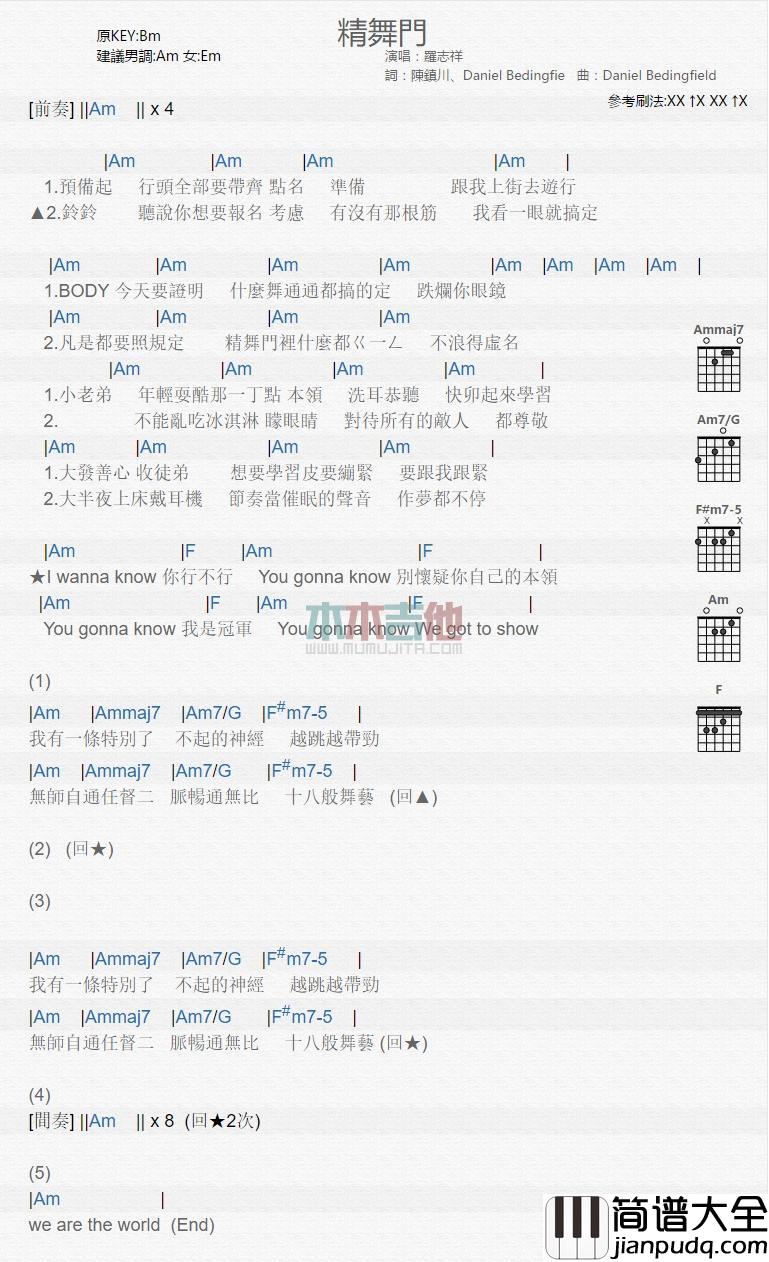 精舞门_吉他谱_罗志祥