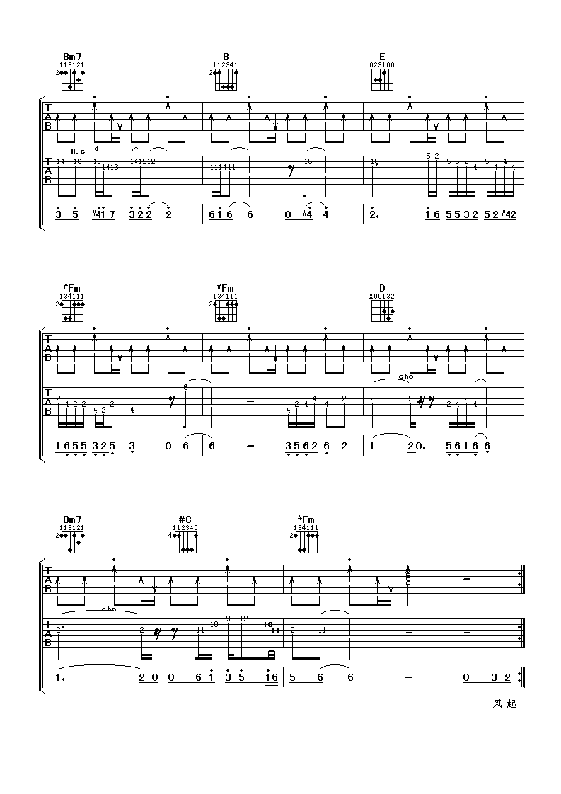 征途吉他谱_A调六线谱_阿潘音乐工场编配_张杰