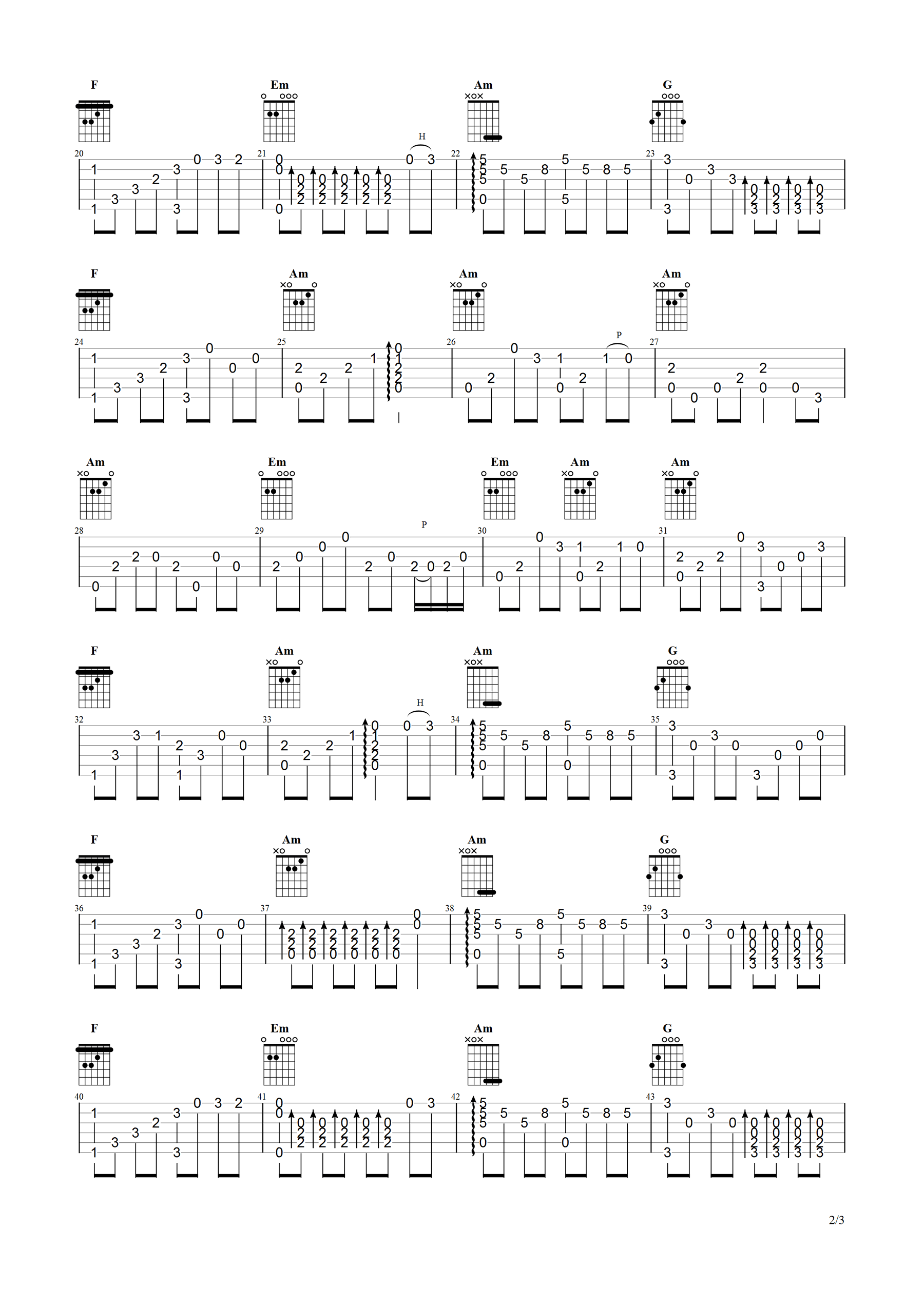 铁血丹心指弹谱_简单版_射雕英雄传主题曲_吉他独奏谱