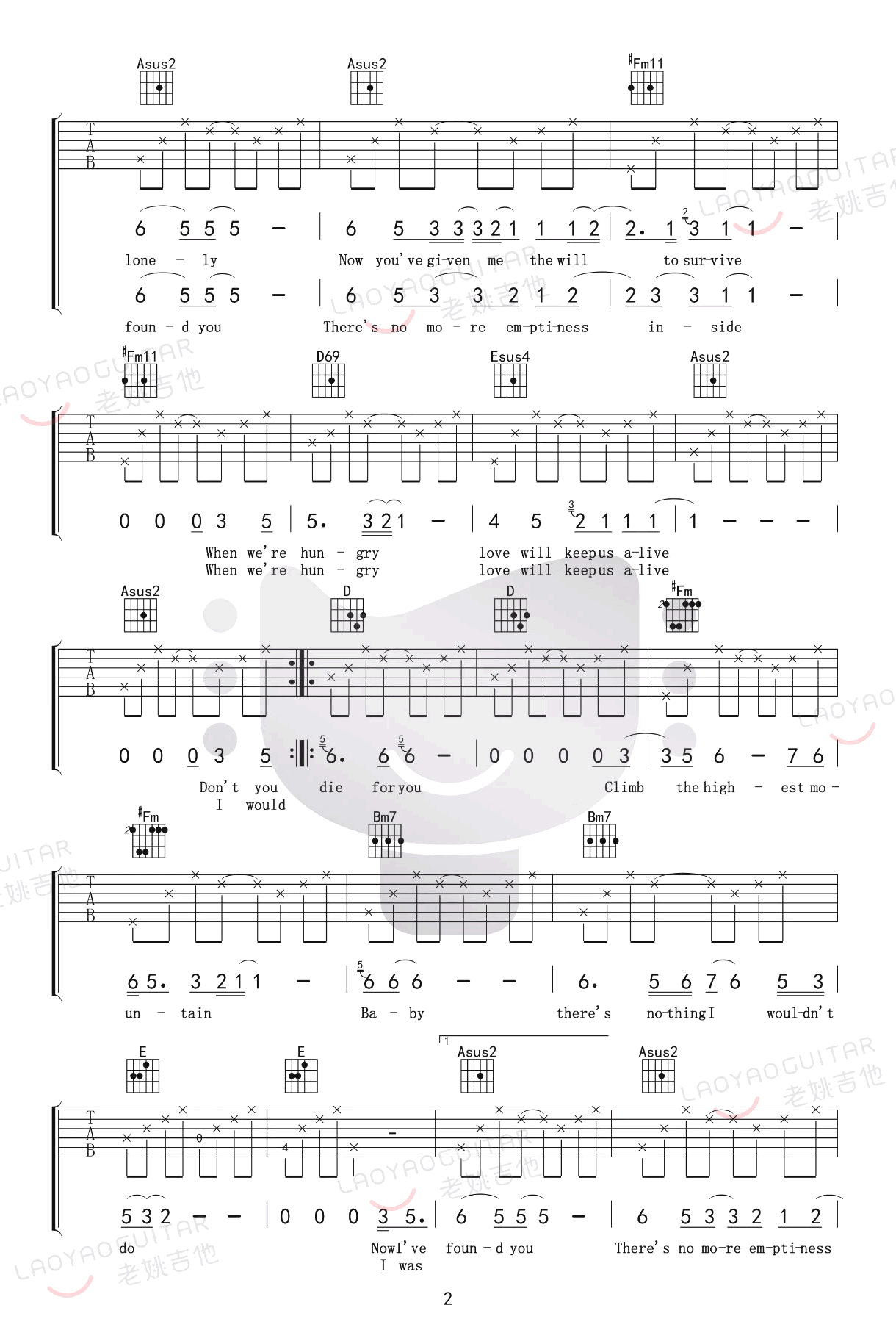 love_will_keep_us_alive吉他谱_Eagles(老鹰乐队)_吉他教学视频