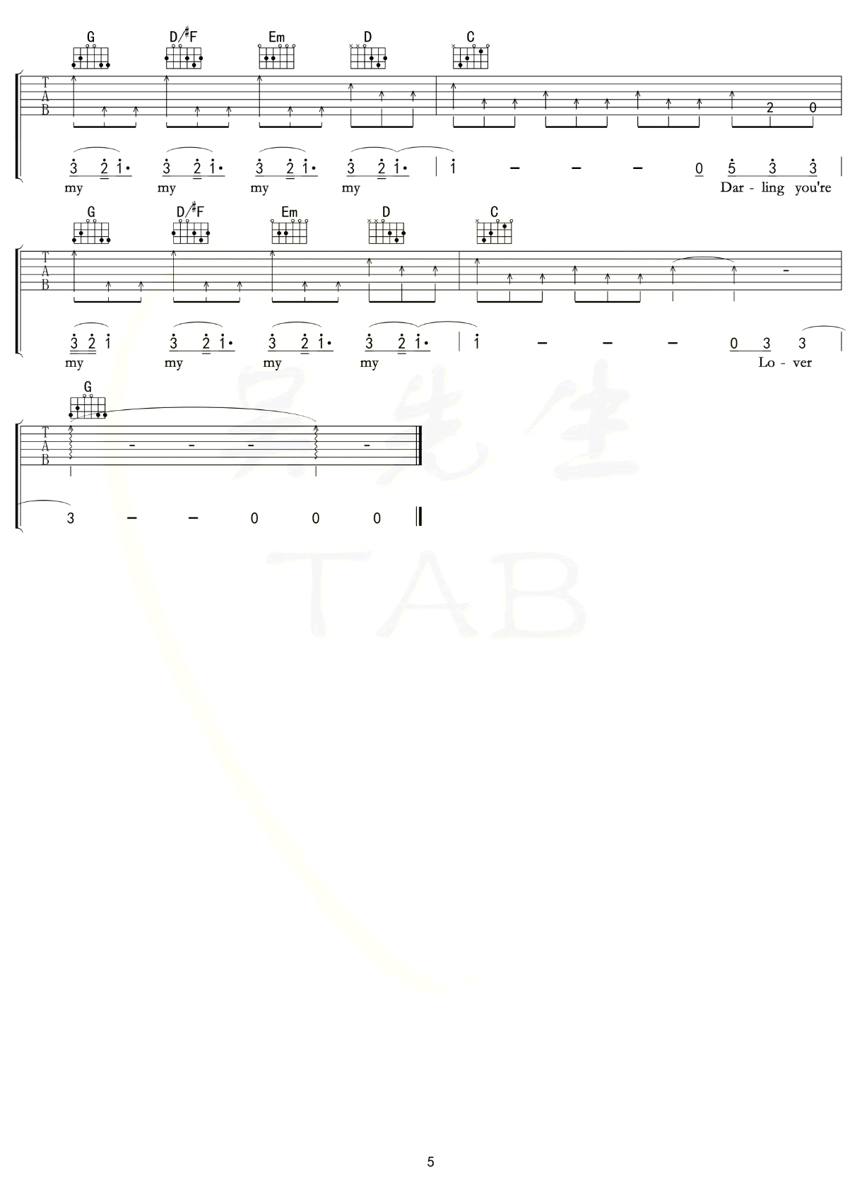 lover吉他谱_Taylor_Swift_G调弹唱谱