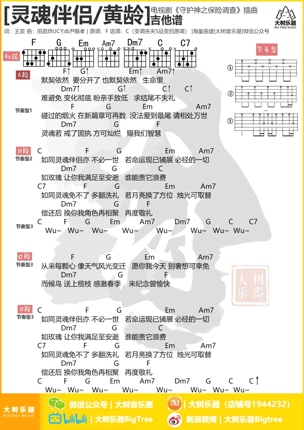 灵魂伴侣吉他谱_黄龄_C调弹唱谱_吉他演示视频