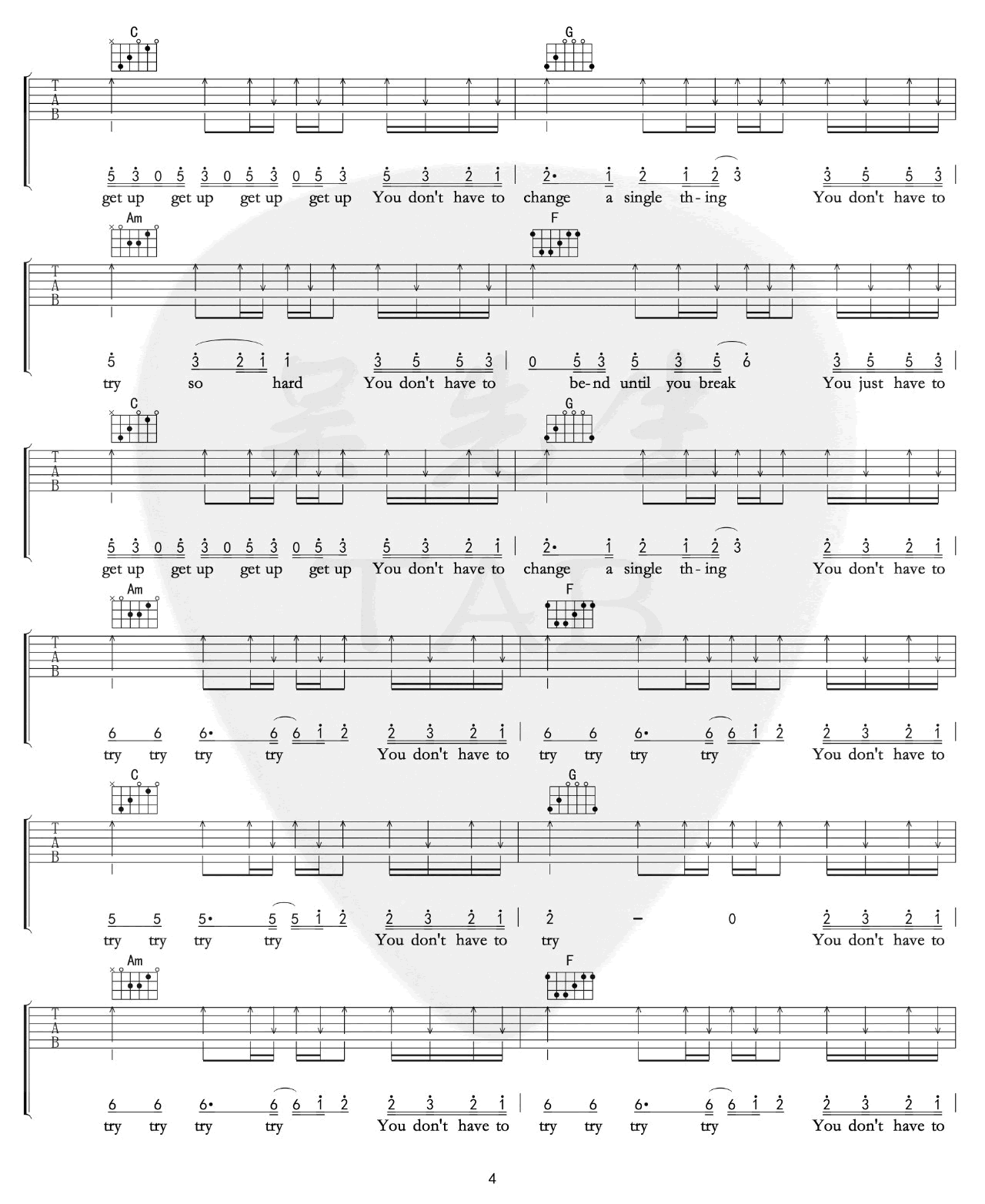 Try吉他谱_C调高清版_Colbie_Caillat