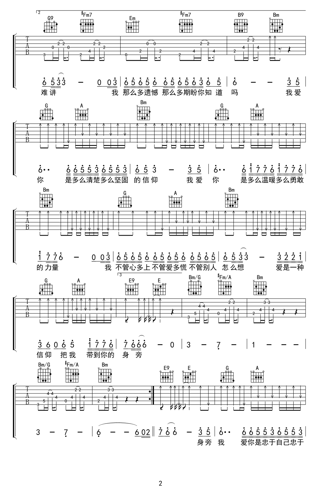 刘大壮_信仰_吉他谱_D调弹唱谱_信仰六线谱