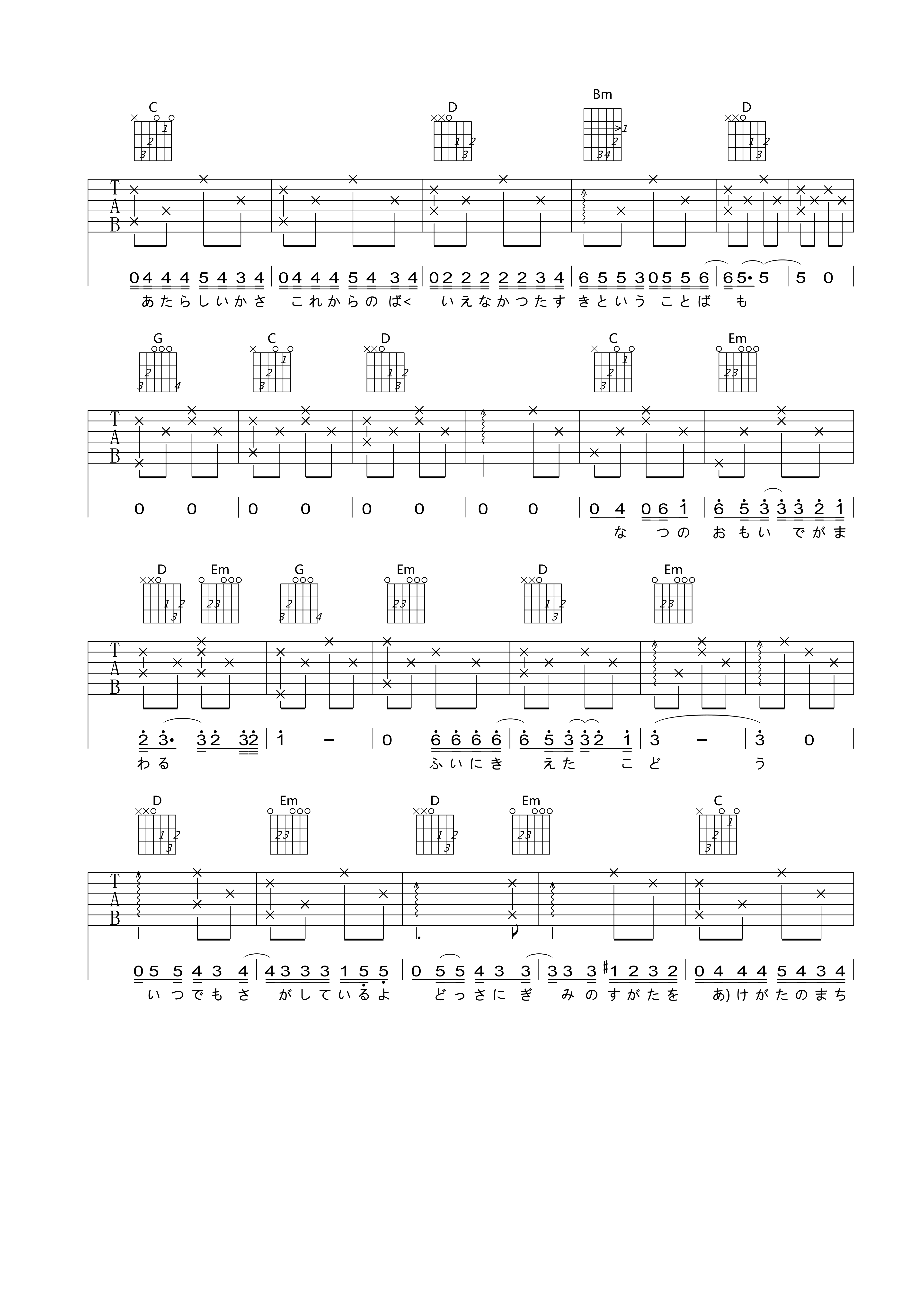 _One_More_Time_One_More_Chance_吉他谱_秒速五厘米_G调弹唱六线谱