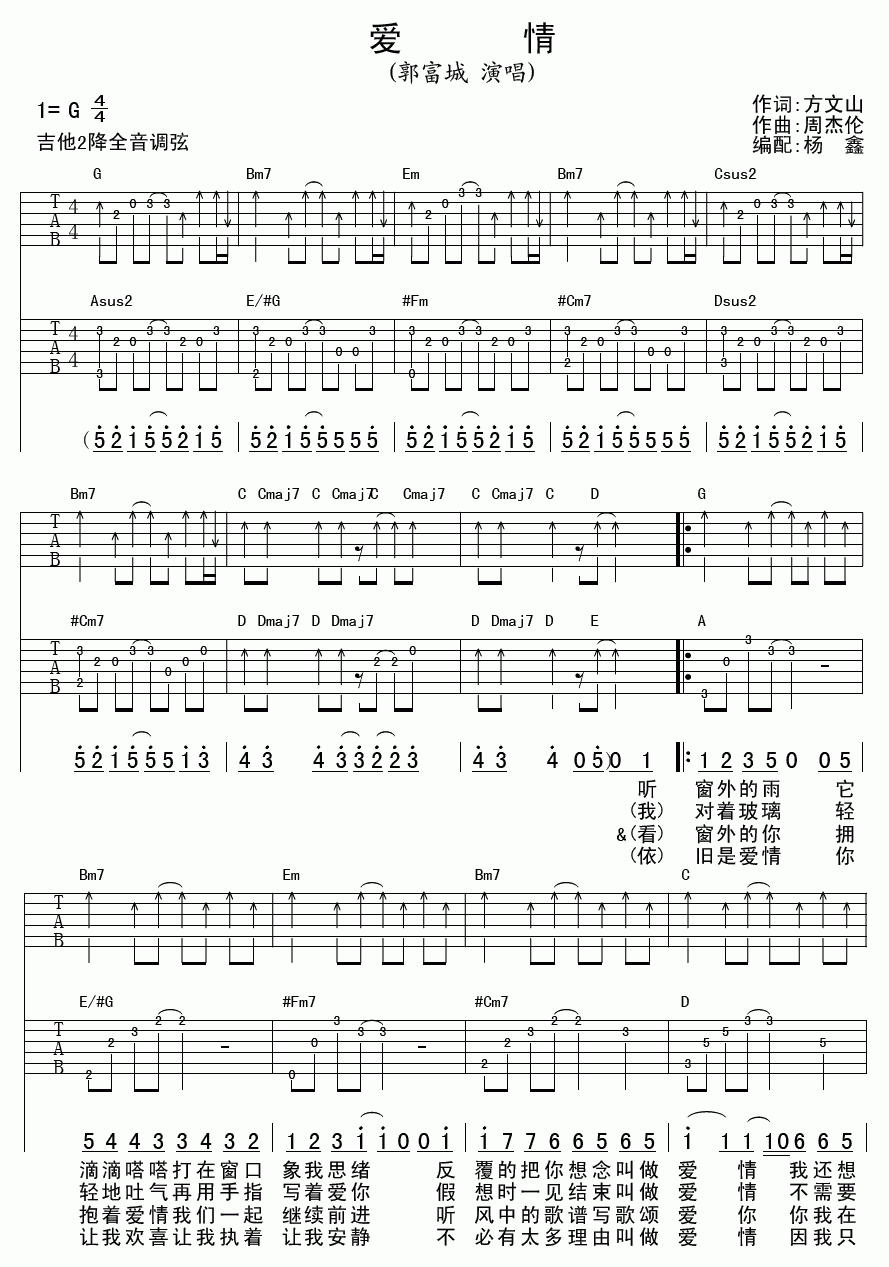 爱情吉他谱__郭富城