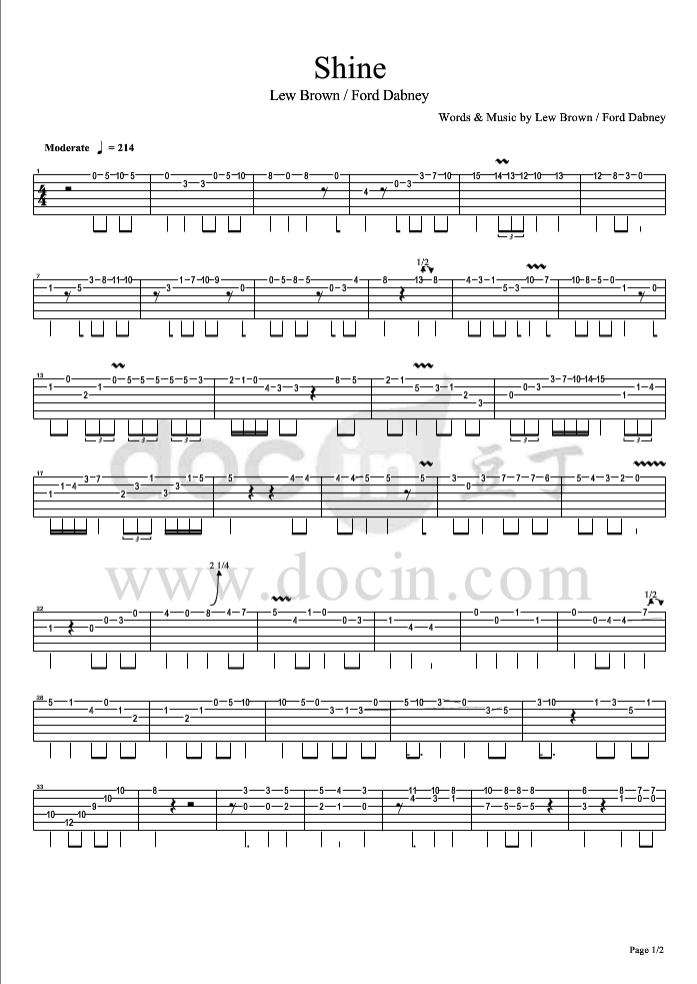 shine吉他指弹谱_六线谱精选版_爵士乐谱