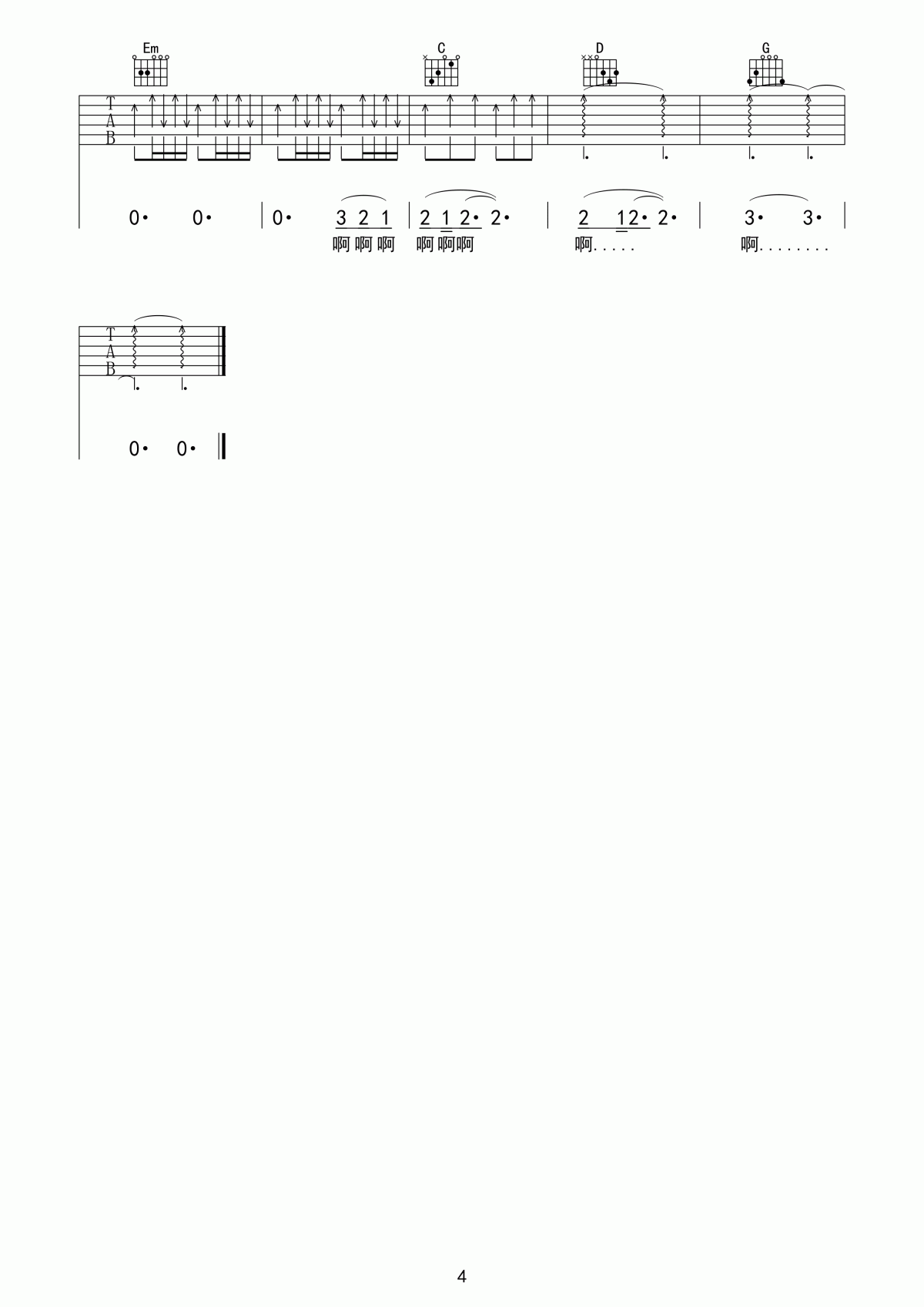 美丽新世界吉他谱_G调_伍佰