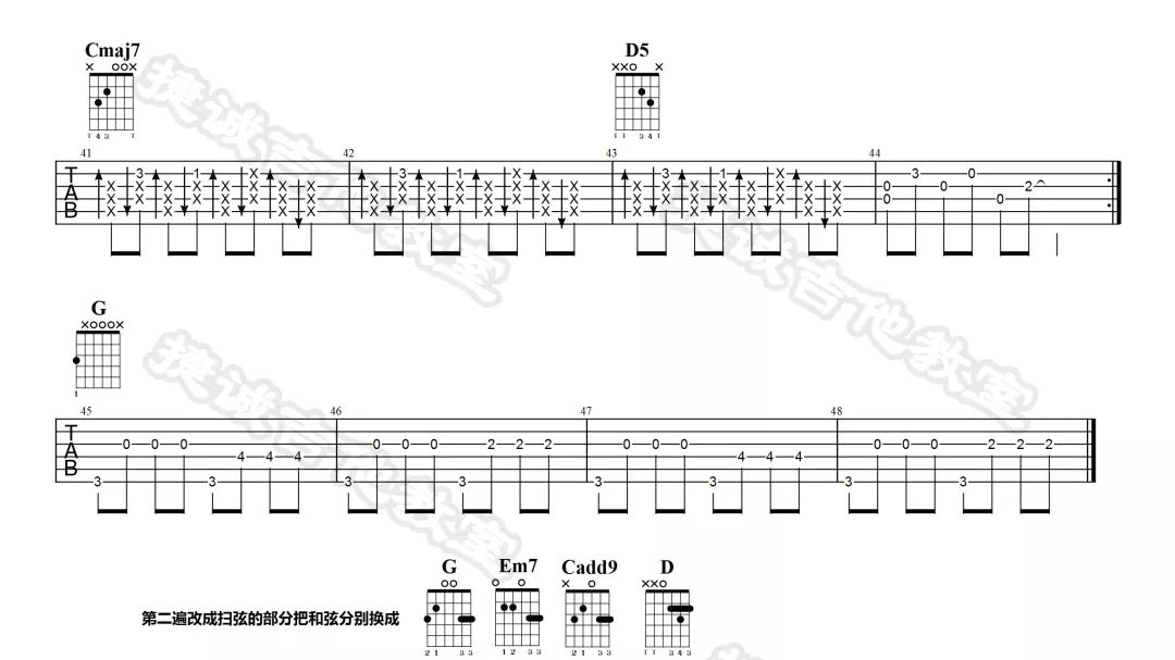 _不能说的秘密_吉他谱_周杰伦_G调原版弹唱谱_高清六线谱