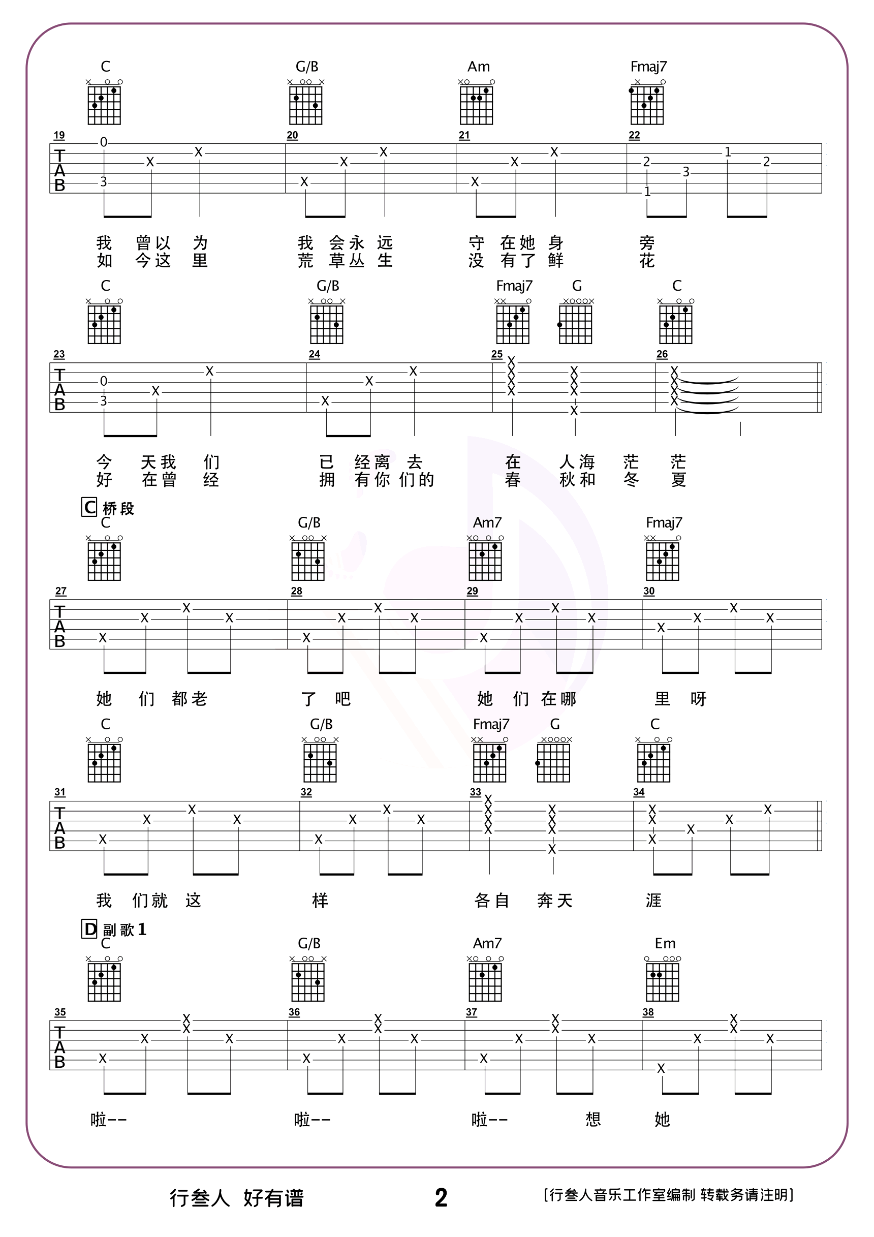 那些花儿吉他谱_朴树_C调完美版_弹唱演示/教学视频