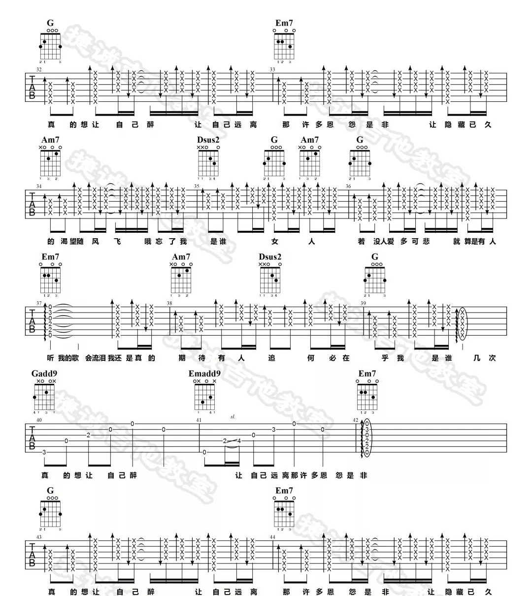 _不必在乎我是谁_吉他谱_李宗盛_G调原版弹唱谱_高清六线谱