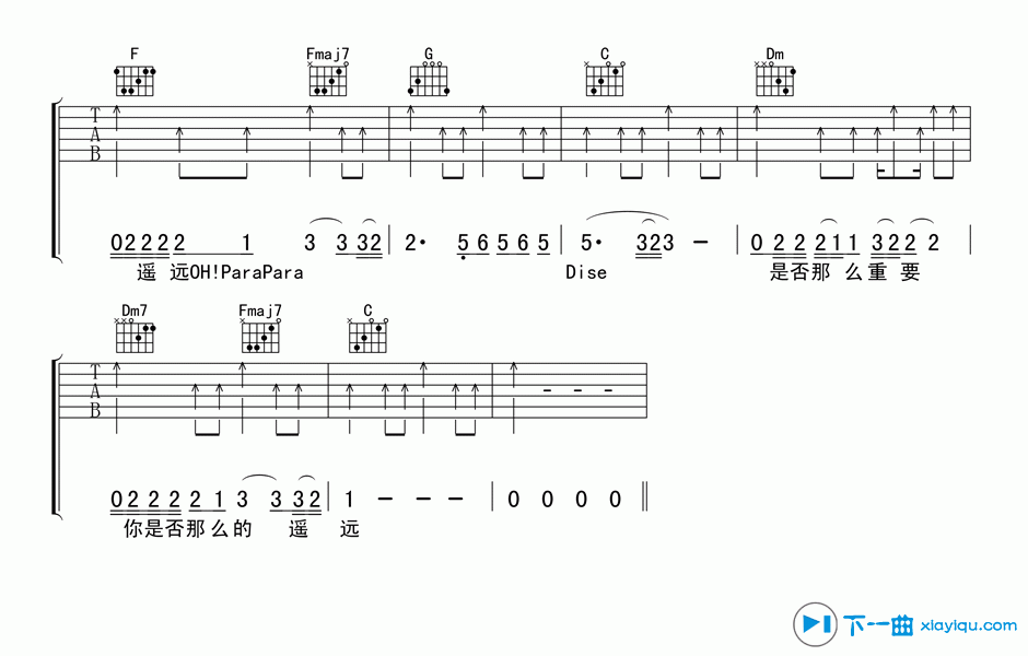 paradise吉他谱_C调六线谱_17吉他编配_Beyond