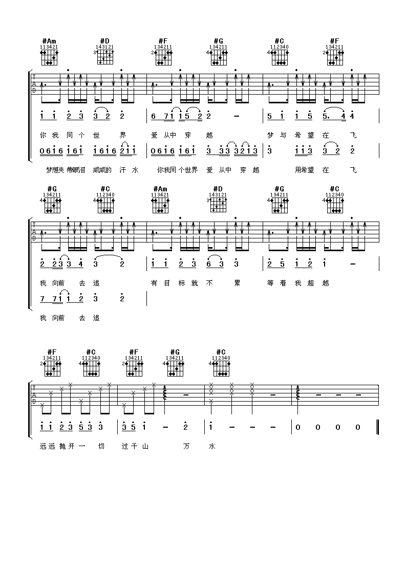 千山万水吉他谱_C调_阿潘音乐工厂编配_周杰伦