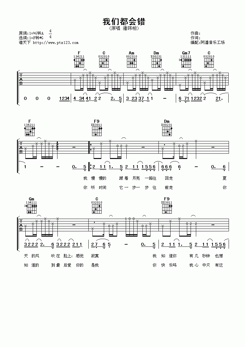 我们都会错吉他谱__潘玮柏