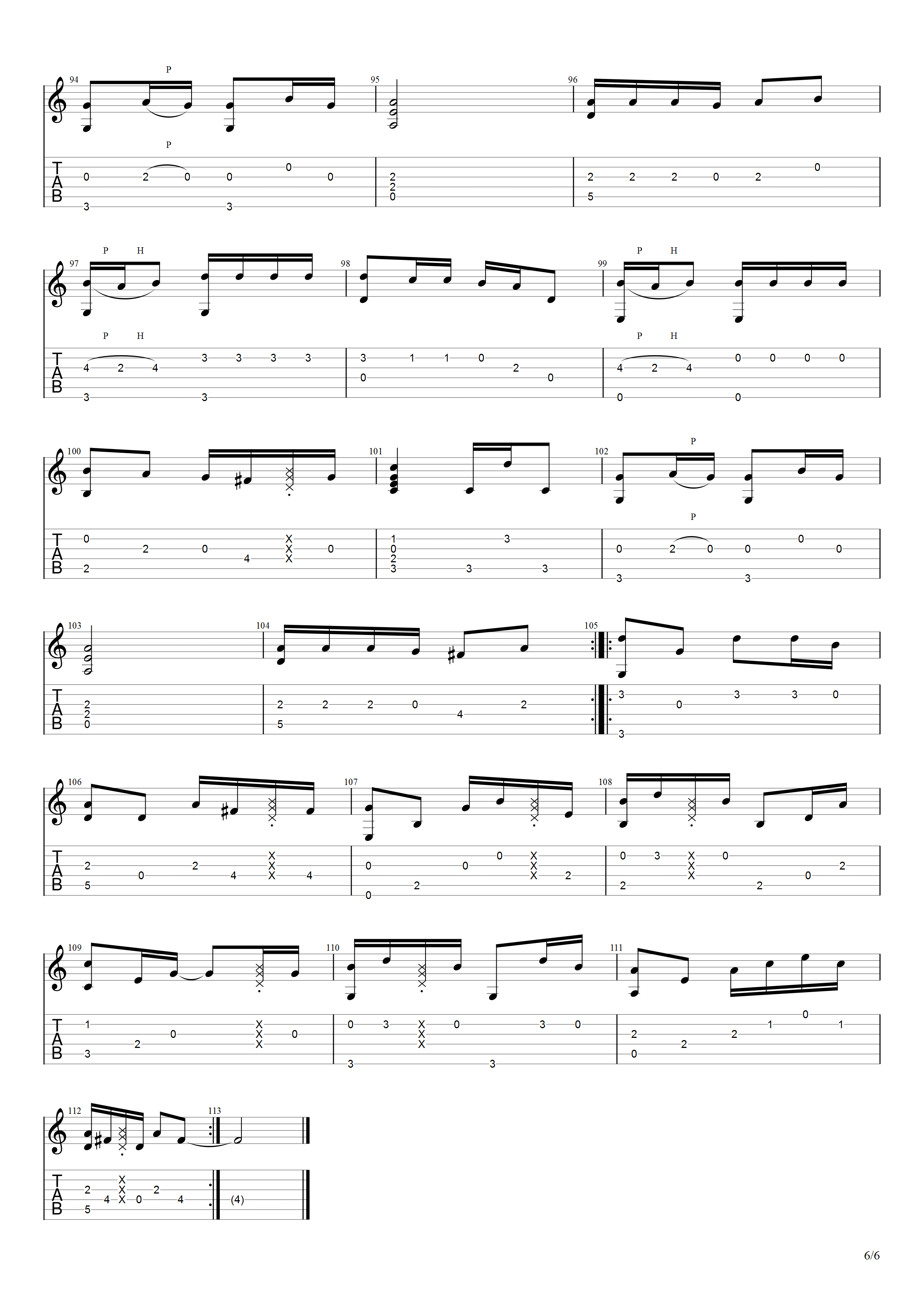 清新的小女孩指弹谱_原调六线谱_高清版_缅甸神曲