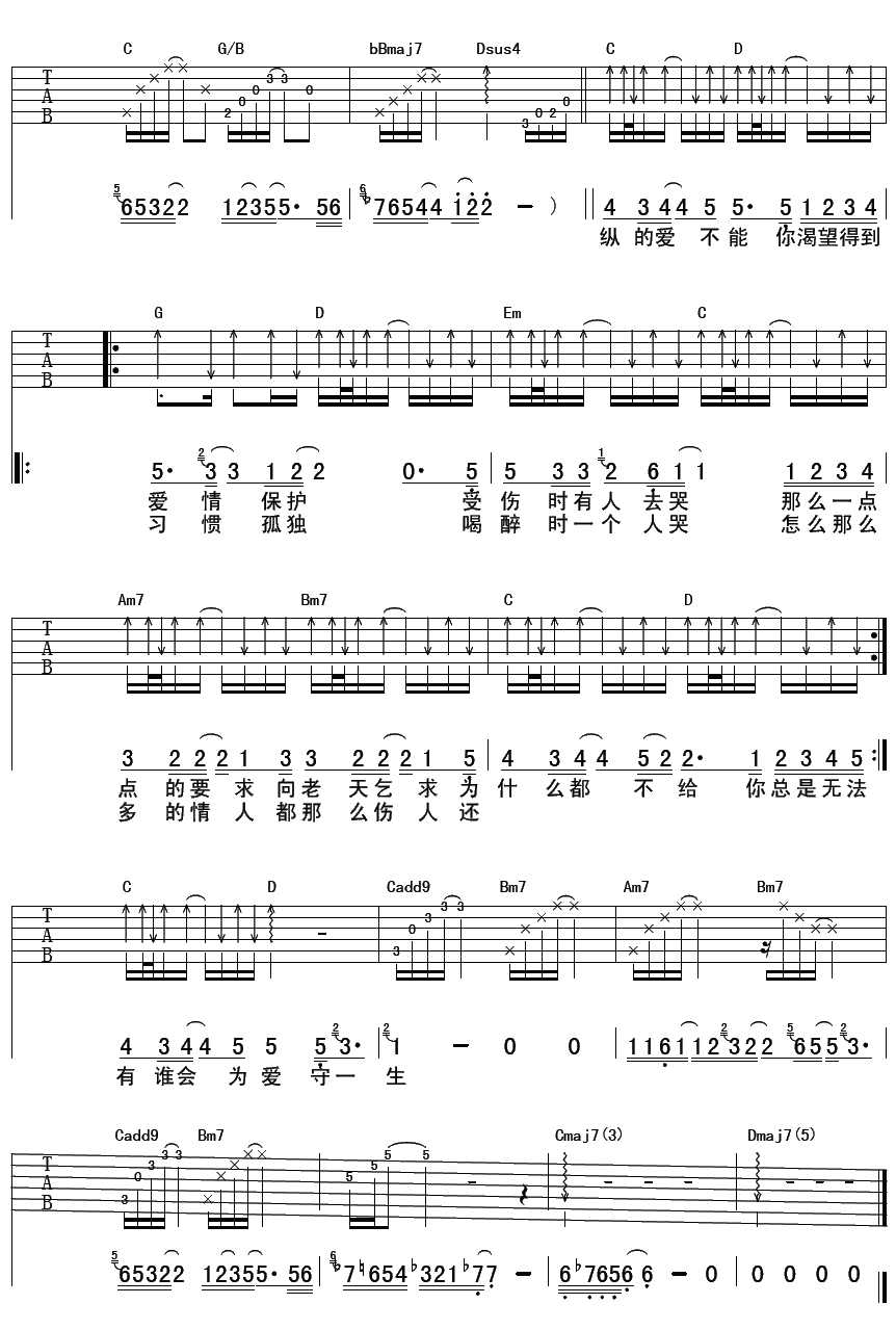 某某吉他谱_G调精选版_陈楚生