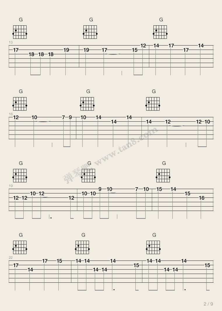 野孩子吉他谱_D调_弹琴吧编配_杨千嬅