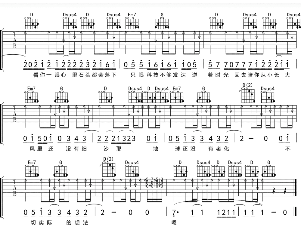 形容吉他谱_沈以诚__形容_G调原版弹唱谱_形容六线谱