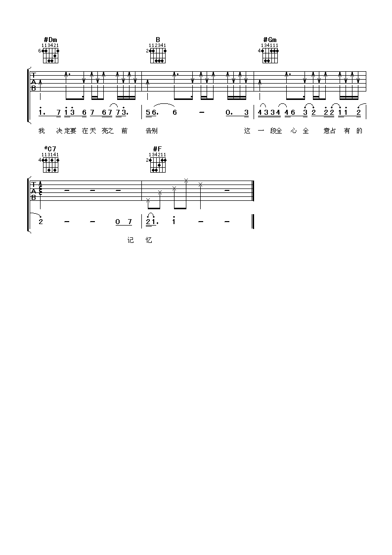 我决定吉他谱_F调女生版_阿潘音乐工场编配_梁静茹