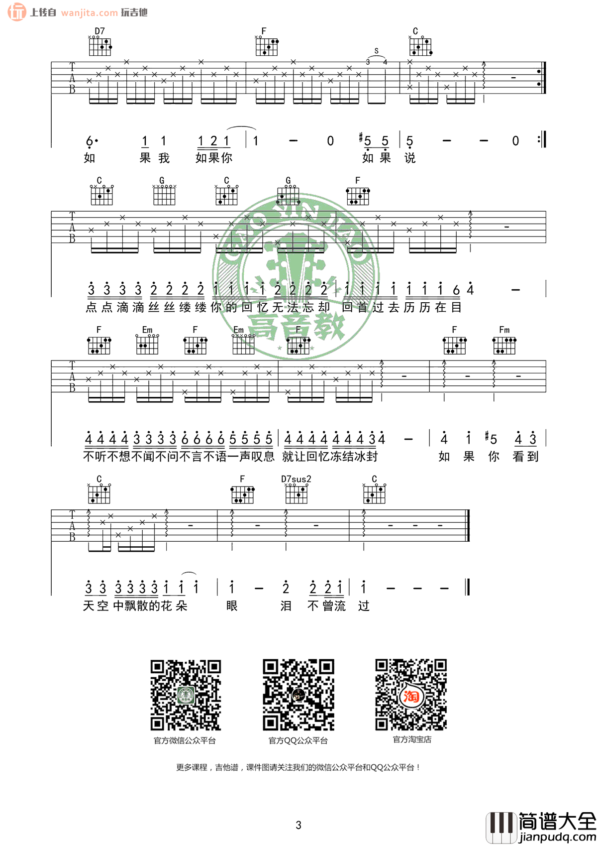 If_You吉他谱_C调中文弹唱六线谱_原版图片谱_BigBang