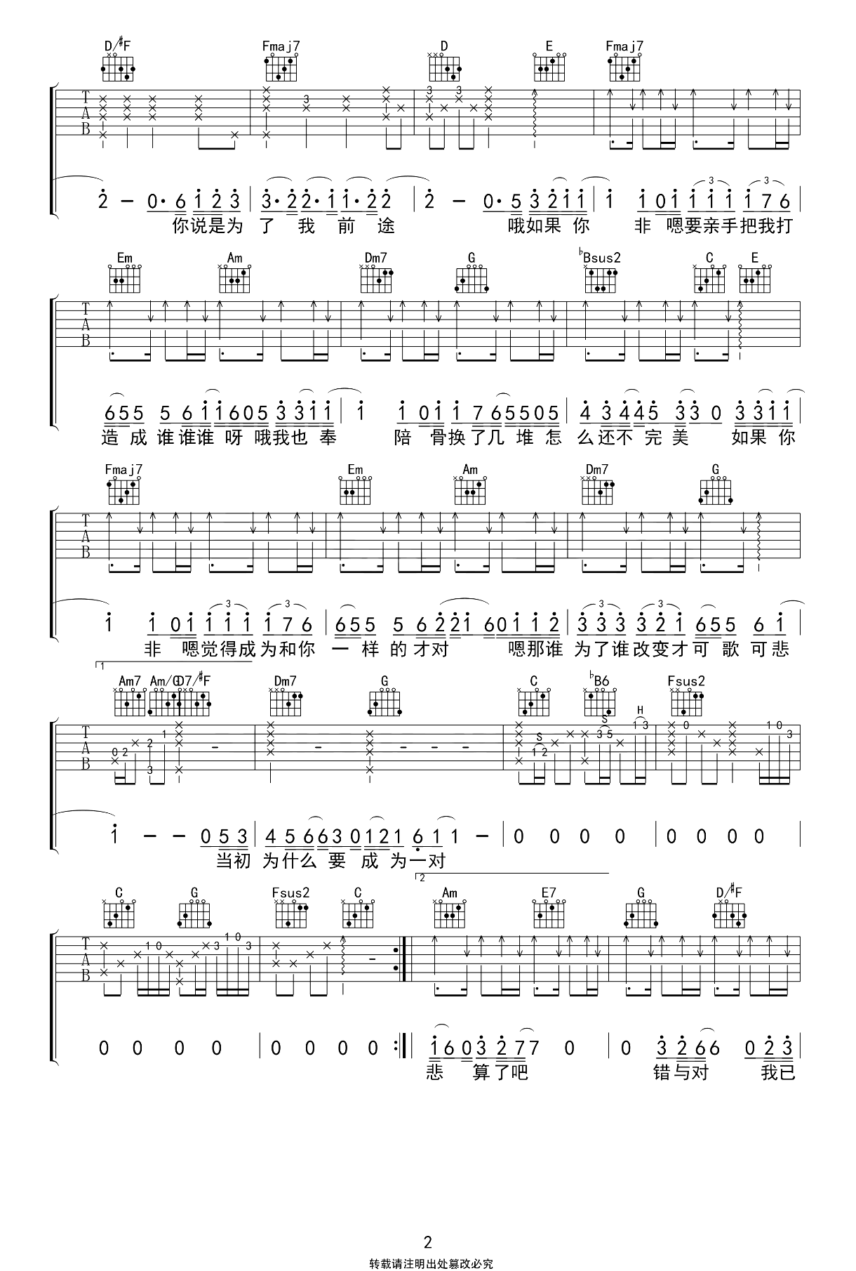 脱胎换骨吉他谱_C调_李荣浩_弹唱六线谱