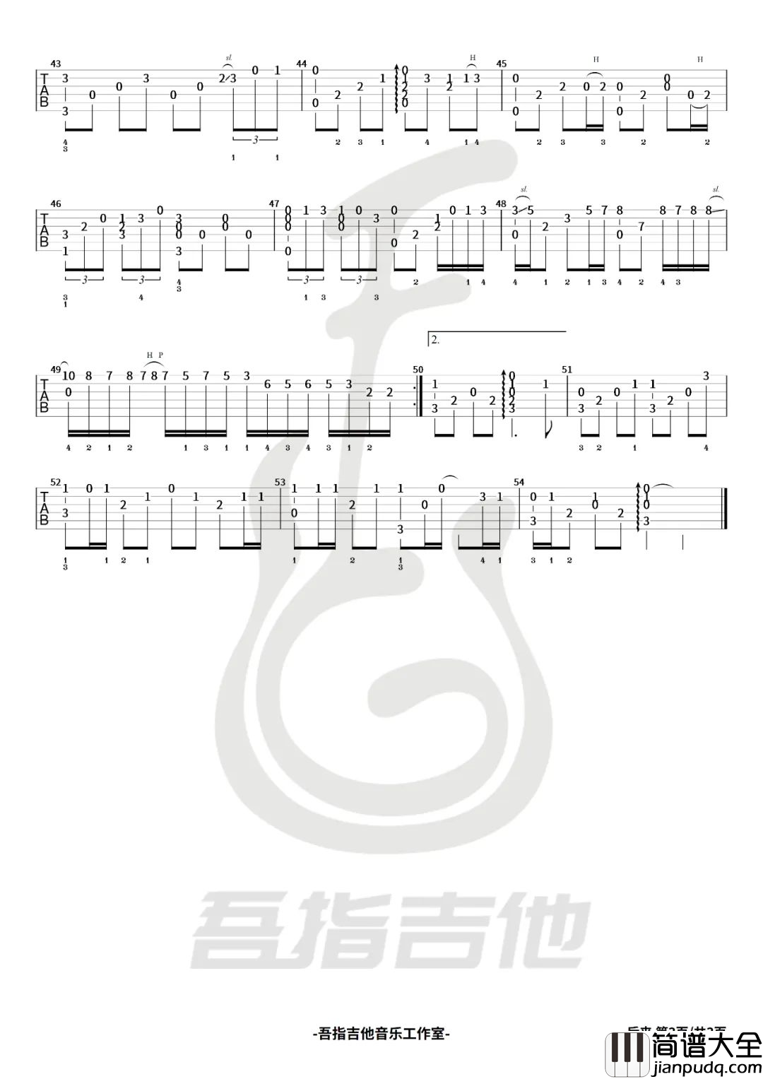 后来吉他谱_刘若英_吉他指弹六线谱_附演示教学