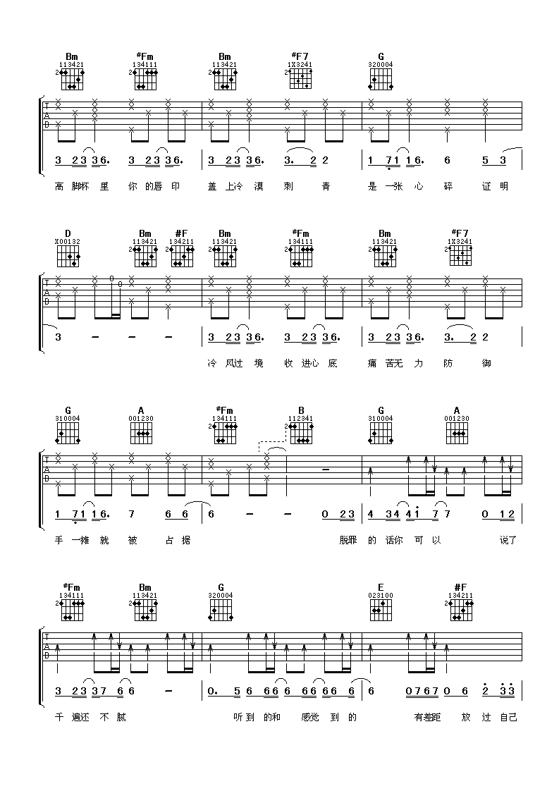 逃生吉他谱_D调_阿潘音乐工场编配_张信哲