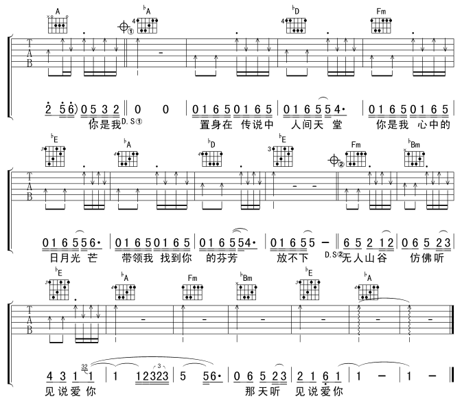 心中的日月吉他谱_D调_虫虫吉他编配_王力宏