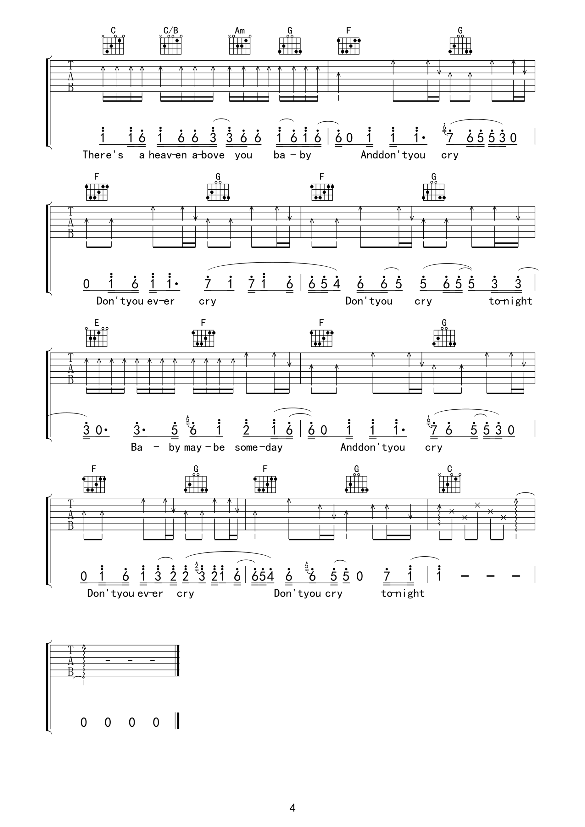 dont_cry吉他谱_C调精选版_弦心距编配_枪花乐队