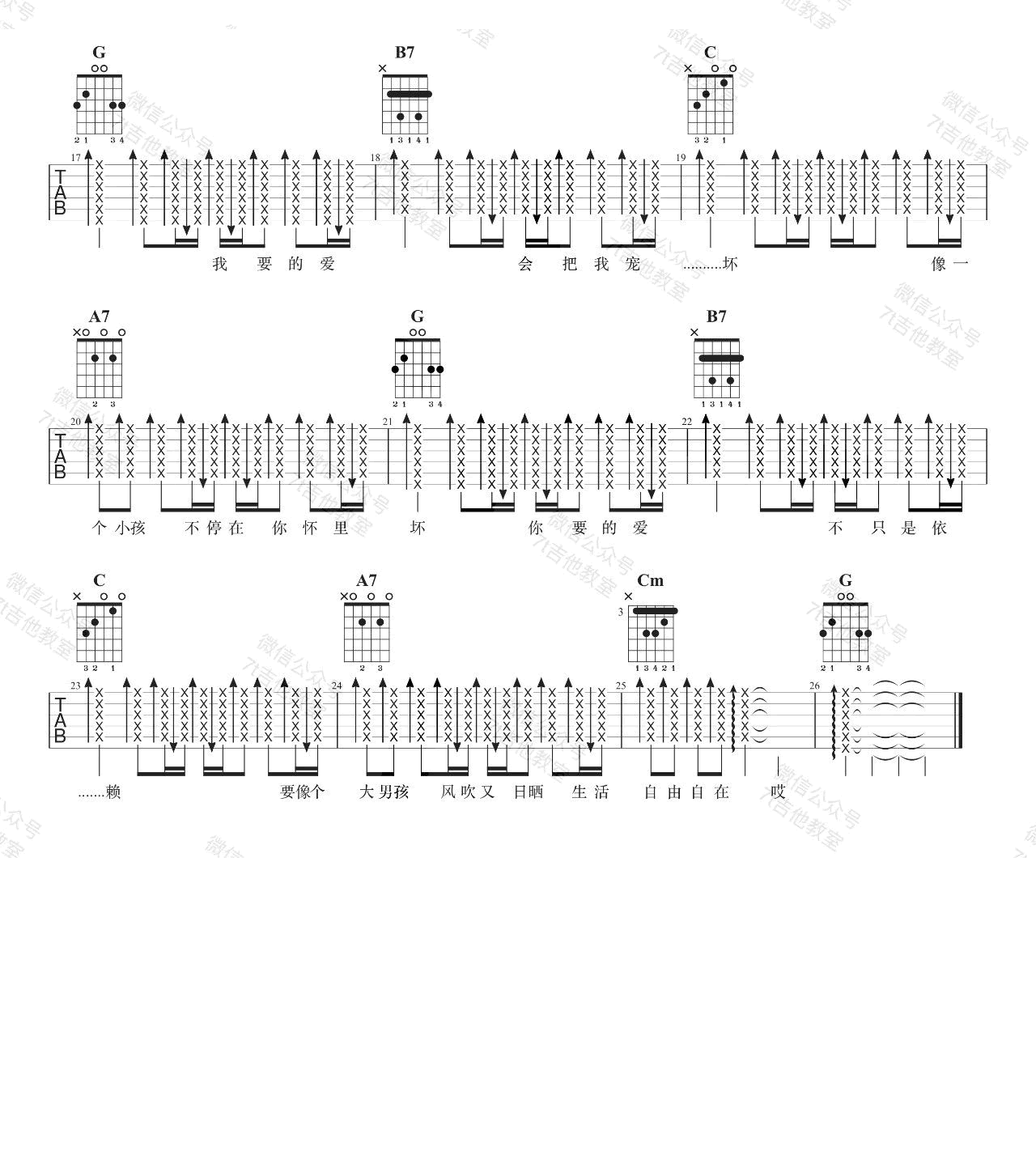 戴佩妮_你要的爱_吉他谱_G调指法