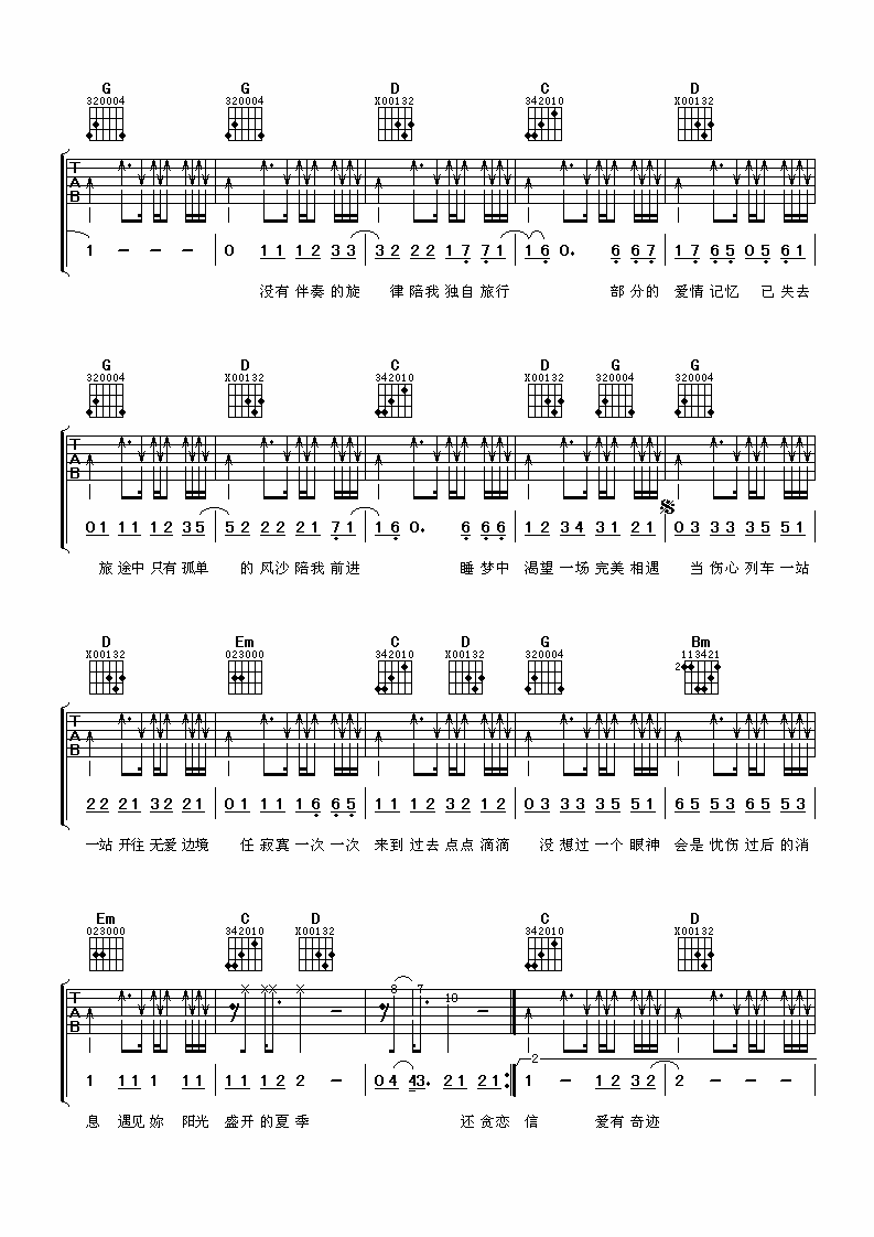 蓝色土耳其吉他谱_G调精选版_阿潘音乐工场编配_周传雄