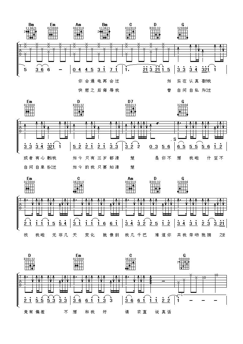 心乱如麻吉他谱_G调精选版_阿潘音乐工场编配_卫兰